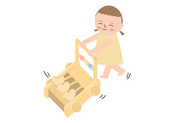 Naklejka premium カタカタを押して歩く女の子