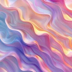 Obraz premium Flowing pastel waves blend seamlessly, creating a soothing, abstract pattern in hues of pink, purple, blue, and orange. The soft, fluid lines evoke a sense of calm and serenity.