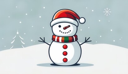 Fototapeta premium snowman on the snow background