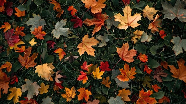 Autumn lawn with vintage vibes and colorful leaves Instagram like nature backdrop