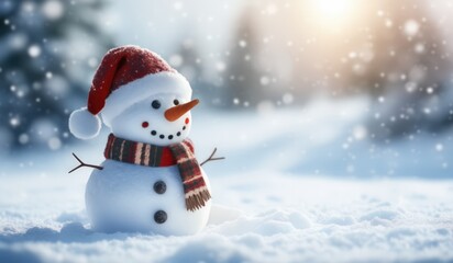 snowman on the snow background