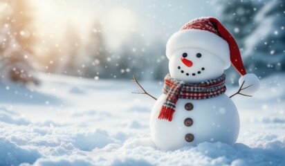 snowman on the snow background