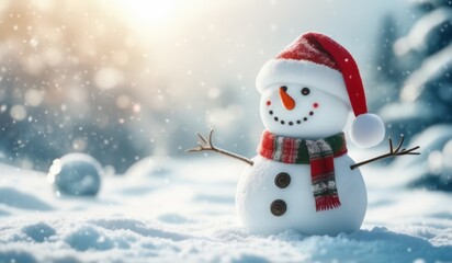 Obraz premium snowman on the snow background