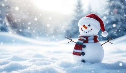 Obraz premium snowman on the snow background