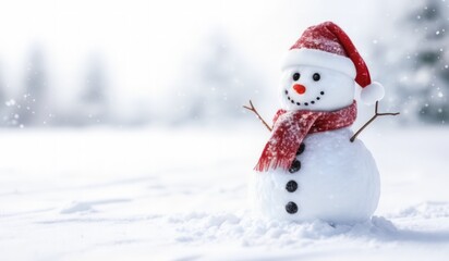 Obraz premium snowman on the snow background
