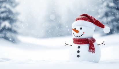 Fototapeta premium snowman on the snow background