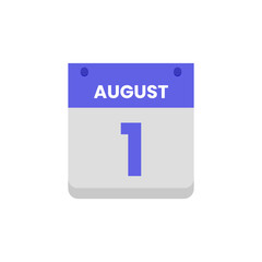 Calendar date month icon flat august vector