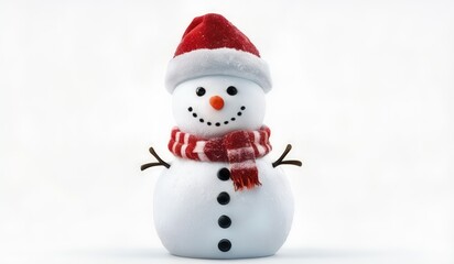 snowman with red hat and red scarf
