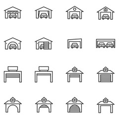 garage icon line vector illustration