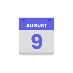 Calendar date month icon flat august vector