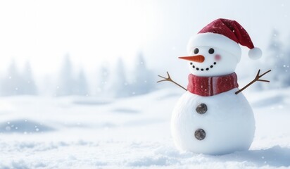 snowman with red hat and red scarf