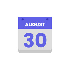 Calendar date month icon flat august vector