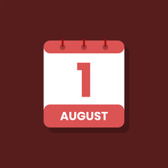 Calendar date month icon flat august vector