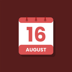 Calendar date month icon flat august vector