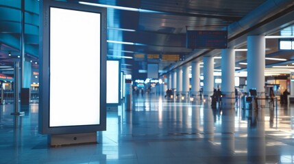 Hyperrealistic Mockup of a Blank Front View Billboard in a Busy Shopping Center, Ideal for Advertising and Marketing Campaigns