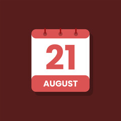 Calendar date month icon flat august vector