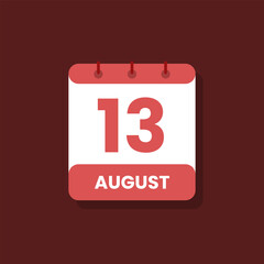 Calendar date month icon flat august vector