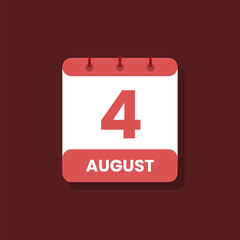 Calendar date month icon flat august vector