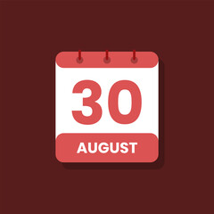 Calendar date month icon flat august vector