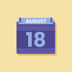 Calendar date month icon flat august vector