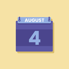 Calendar date month icon flat august vector