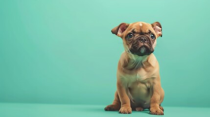 A cute Platypus Puggle sitting on a solid color background with space above for text