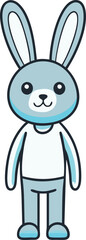 Illustration of a cute rabbit standing on isolated background done in cartoon style