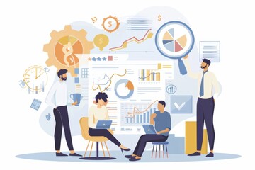 Conceptual Business Flat Illustration created with Generative AI
