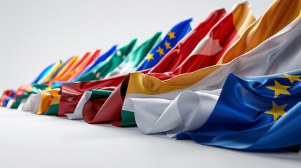 A colorful flag with stars and stripes is displayed