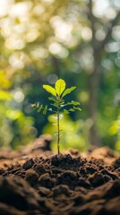 CO2 emission reduction concept, clean and friendly environment without carbon dioxide emissions. Planting trees to reduce CO2 emissions, environmental protection concept