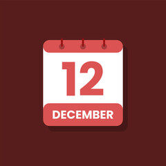 Calendar date month icon flat december vector