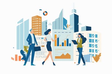 Conceptual Business Flat Illustration created with Generative AI