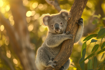 Obraz premium koala marsupial in tree eucalyptus australia wildlife