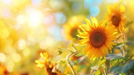 Sunflower on blurred sunny nature background