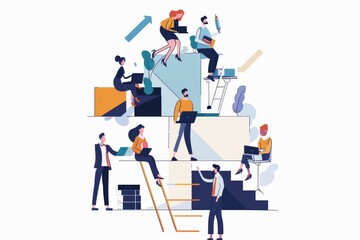 Conceptual Business Flat Illustration created with Generative AI