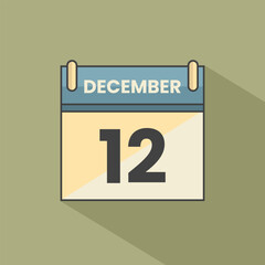 Calendar date month icon flat december vector