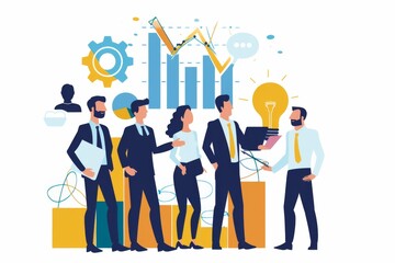 Conceptual Business Flat Illustration created with Generative AI