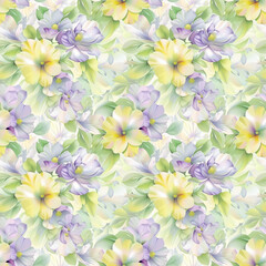 Floral variety color, form natural, seamless fabric pattern.