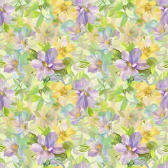 Floral variety color, form natural, seamless fabric pattern.