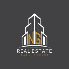 Fototapeta premium initial monogram logo for real estate with building shape creative design 
