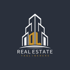 Obraz premium initial monogram logo for real estate with building shape creative design 