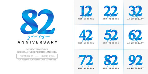 anniversary logotype set vector, blue and black color for special day celebration