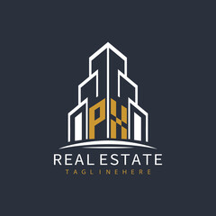 Obraz premium initial monogram logo for real estate with building shape creative design 