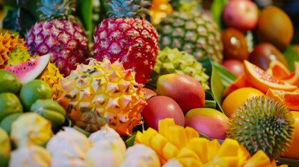 A vibrant display of colorful fruits each with unique shapes and textures awaits eager learners on the Exotic Fruit Educational Tour.