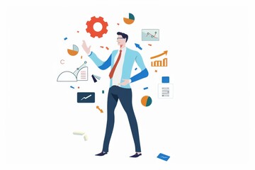 Conceptual Business Flat Illustration created with Generative AI