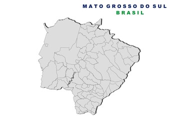 Naklejka premium Municipios del estado de Mato Grosso do Sul, Brasil
