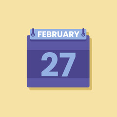 Calendar date month icon flat february vector