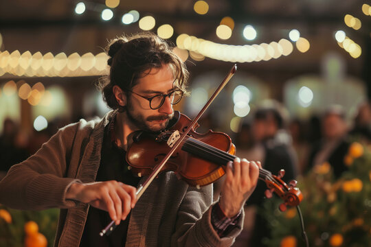 Violinist Performing at Autumn Festival