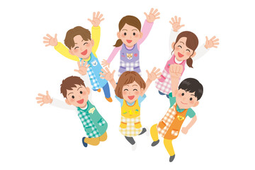 ジャンプしている保育士