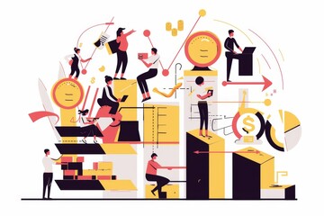 Conceptual Business Flat Illustration created with Generative AI